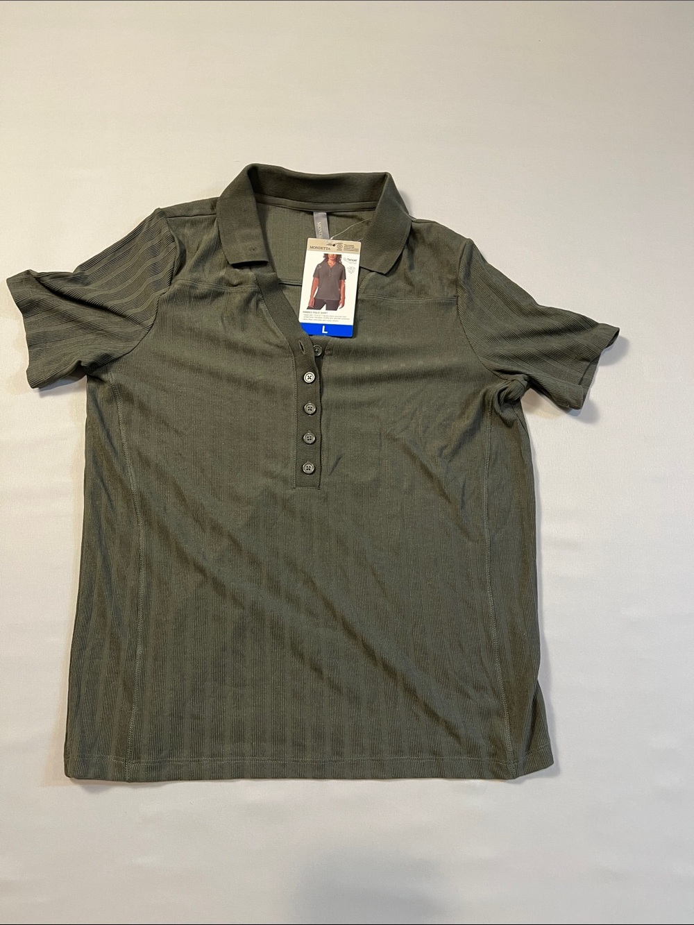 Mondetta Women’s Olive Green Short-Sleeve Button Polo Size L